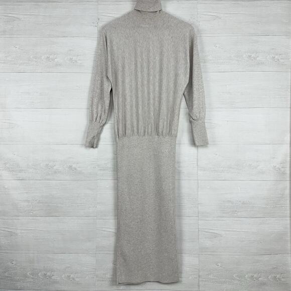 Aritzia Babaton Bogart Midi Turtleneck Sweater Dress XS Birch Blouson Dolman - Picture 2 of 16